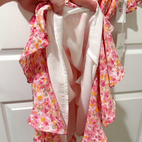 NWT CeCe Spring Breakers Pink Floral Flutter Sleeve Skater Tie Waist Dress XL - Picture 11 of 16